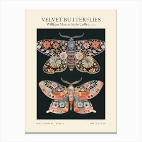 Velvet Butterflies Collection Nocturnal Butterfly William Morris Style 2 Canvas Print
