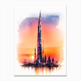 Burj Khalifa Watercolour Canvas Print