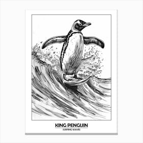 Penguin Surfing Waves Poster 7 Canvas Print