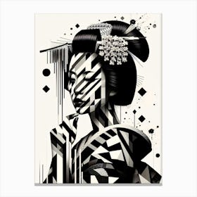 Geisha Minimal Black and White Canvas Print