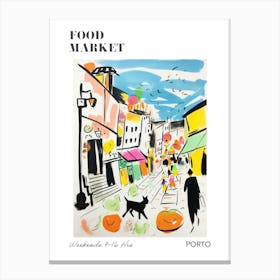 The Food Market In Porto 3 Illustration Poster Canvas Print