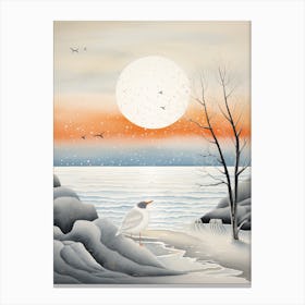 Winter Bird Painting Seagull 2 Canvas Print