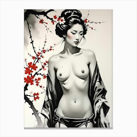 Geisha Nude Traditional Art Canvas Print