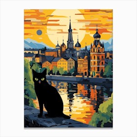 Moscow, Russia Skyline With A Cat 3 Canvas Print
