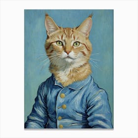 Cat In Blue Suit Canvas Print