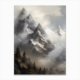 Winter Mountain Forest Painting Canvas Print