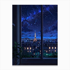 Paris Night Sky Anime aesthetic Canvas Print