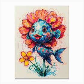 Fish With Flowers Canvas Print