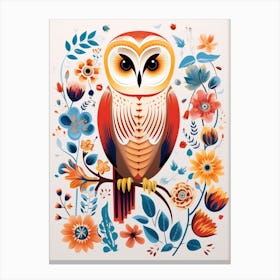 Scandinavian Bird Illustration Barn Owl 4 Canvas Print