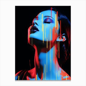 Neon Art Girl Portrait Canvas Print