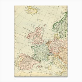 Europe Map, retro map, vintage map Canvas Print