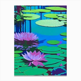 Water Lilies Waterscape Colourful Pop Art 1 Canvas Print