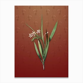 Vintage White Baboon Root Botanical on Falu Red Pattern n.0167 Canvas Print