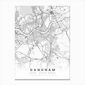 Gangnam Seoul South Korea White Map Canvas Print