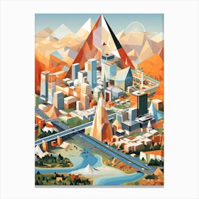 Beijing, China, Geometric Illustration 3 Canvas Print