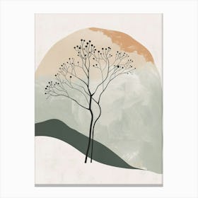 Ebony Tree Minimal Japandi Illustration 1 Canvas Print