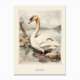 Beatrix Potter Inspired  Animal Watercolour Swan 1 Canvas Print