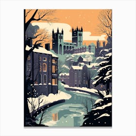 Winter Travel Night Illustration Durham United Kingdom 2 Canvas Print