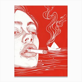 Girl Smokes A Cigarette Canvas Print