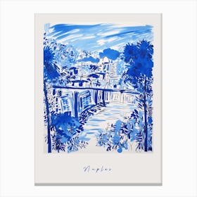 Naples Italy Blue Drawing Poster Canvas Print