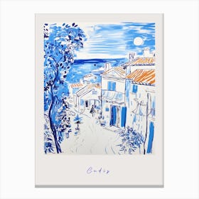 Cadiz Spain Mediterranean Blue Drawing Poster Canvas Print