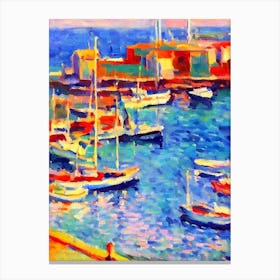 Port Of Burgas Bulgaria Brushwork Painting harbour Canvas Print