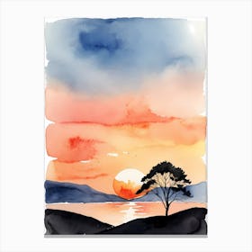 Minimalist Sunset Watercolor Painting (26) Canvas Print