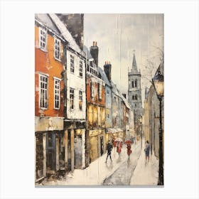 Vintage Winter Painting Durham United Kingdom 2 Canvas Print