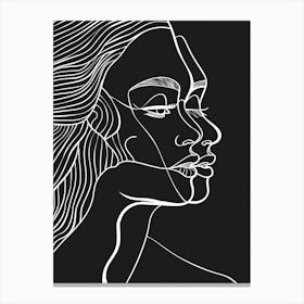 Simplicity Black And White Lines Woman Abstract 5 Canvas Print