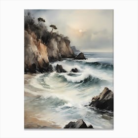 Vintage Coastal Seaside Painting (7) 1 Canvas Print