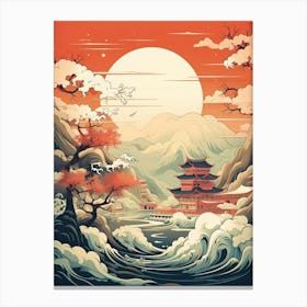 Tsunami Waves Japanese Illustration 10 Canvas Print