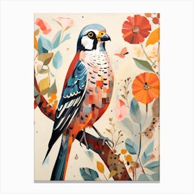 Bird Painting Collage American Kestrel 4 Canvas Print