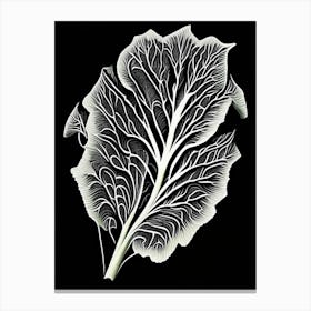 Turnip Leaf Linocut Canvas Print