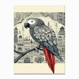 Dipper Parrot In The City Canvas Print