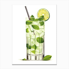 Illustration Mojito Floral Infusion Cocktail 2 Canvas Print