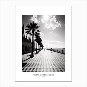 Poster Of Palma De Mallorca, Spain, Black And White Analogue Photography 2 Canvas Print