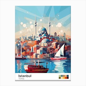 Istanbul, Turkey, Geometric Illustration 2 Poster Canvas Print