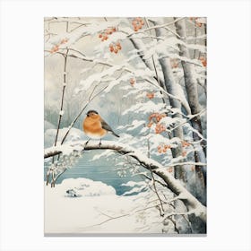 Winter Bird Painting Robin 2 Canvas Print