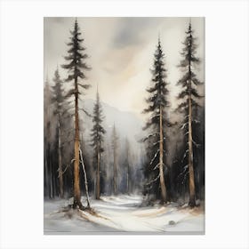 Winter Pine Forest Christmas Painting (29) Canvas Print