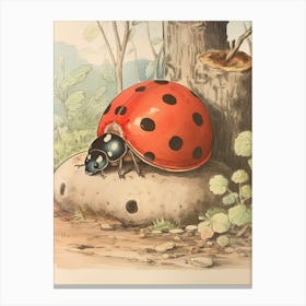 Storybook Animal Watercolour Ladybug 2 Canvas Print