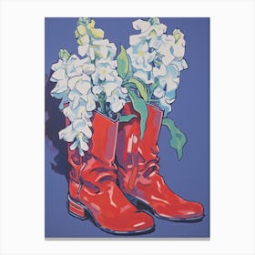 A Painting Of Cowboy Boots With Snapdragon Flowers, Fauvist Style, Still Life 5 Canvas Print