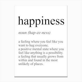 Happiness Definition Meaning Canvas Print