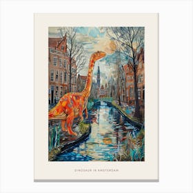 Dinosaur In The Canals Of Amsterdam 2 Poster Canvas Print