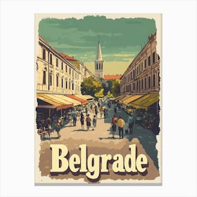 Aihrgdesign A Classic 1960s Travel Poster For Belgrade Canvas Print