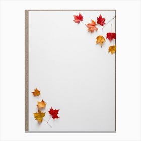 Autumn Leaves Scattered Asymmetrically Across A White Canvas Single Red Berry Placed Off Center Em (5) Canvas Print