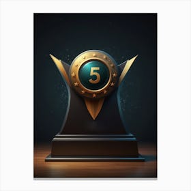 Award Trophy With Number 5 Canvas Print