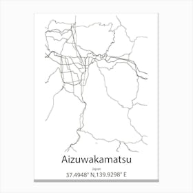 Aizuwakamatsu,Japan Minimalist Map Canvas Print