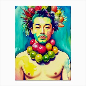Man With Fruits Canvas Print