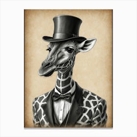 Giraffe In Top Hat Canvas Print