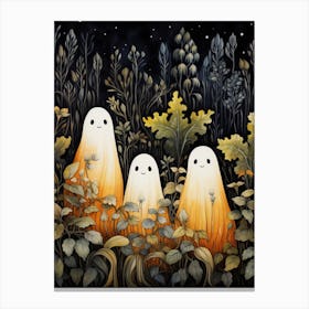Cute Bedsheet Ghost, Botanical Halloween Watercolour 127 Canvas Print